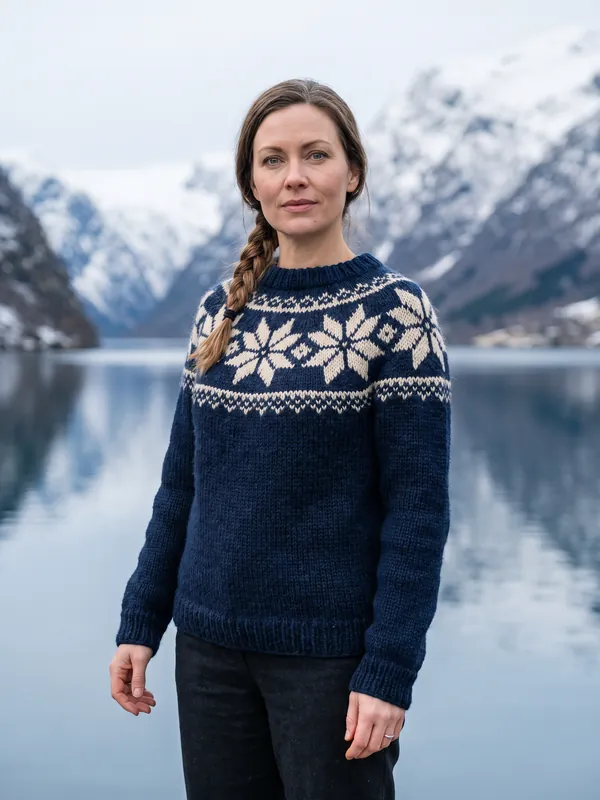 Stjernegenser i fargen Fjord, i bruk